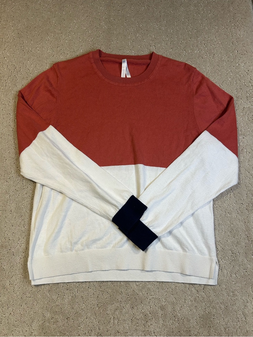 Southern Tide Womens Organic Cotton Cashmere Colorblock Sweater Orange Large‎